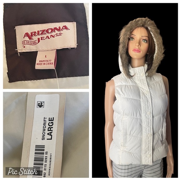 ARIZONA The Original Jean Women White Puffer Vests Size large - Picture 1 of 12
